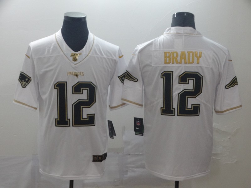 Men's New England Patriots Tom Brady #12 White Jersey
